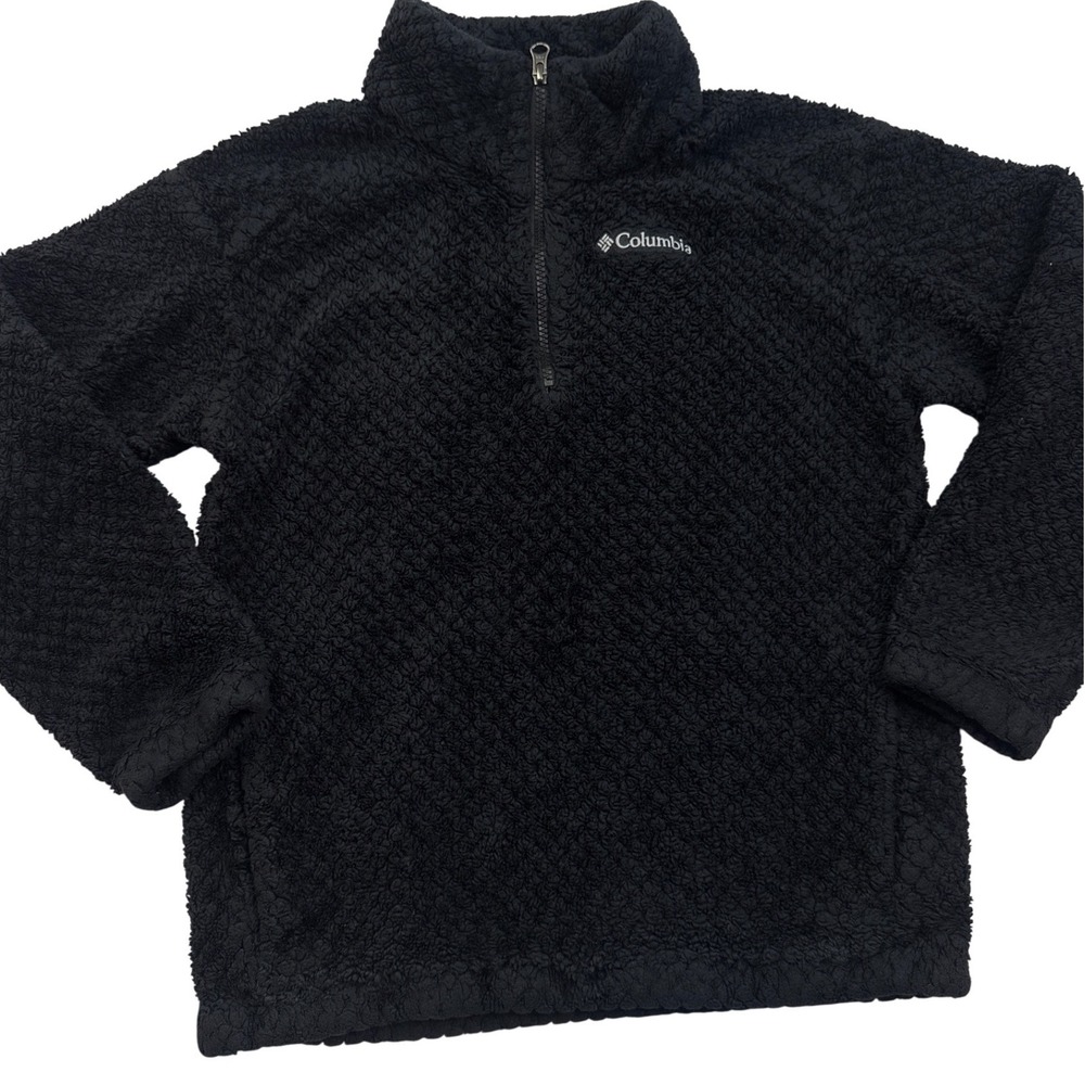 Columbia Girls Large 14/16 Black Sherpa Fleece Quarter Zip Pullover Winter